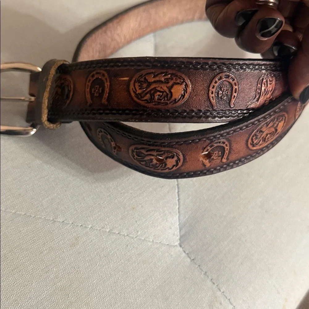 Brown Leather Western Belt